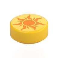 Tile Round 1 x 1 with Orange Sun print