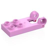 Деталь LEGO Duplo Plate 2 x 3 with 4 Studs and Reinforced Hinge, Ярко-розовый