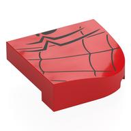 Деталь LEGO Brick Round, Curved 4 x 4, No Studs with Spider Web, and Half of Spider-Man Logo Print, Красный
