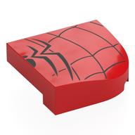 Деталь LEGO Brick Round, Curved 4 x 4, No Studs with Spider Web, and Half of Spider-Man Logo Print, Красный