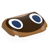 Деталь LEGO Brick Round, Curved Triple 4 x 6 x 1 with White/Dark Blue Eyes, Dark Brown Raccoon Mask print, Средне-темный телесный