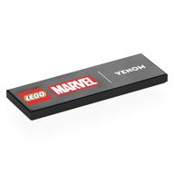 Деталь LEGO Tile 2 x 6 with 'LEGO MARVEL VENOM' print, Черный