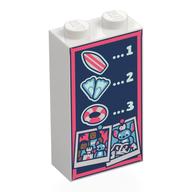 Brick 1 x 2 x 3 with Light Aqua '1 2 3', Flippers, Coral Surfboard, Life Preserver, Photos on Dark Blue Background print