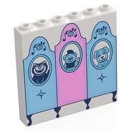 Panel 1 x 6 x 5 with Bright Light Blue/Bright Pink Cabinet, Pictures of Cat, Bear, Dog print