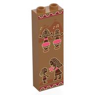 Brick 1 x 2 x 5 with Hollow Studs with Tribal Paintings, People, Drums print