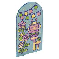 Деталь LEGO Glass for Frame 1 x 6 x 7 with Bow with Fairy Cat and Flowers Print, Прозрачный светло-голубой