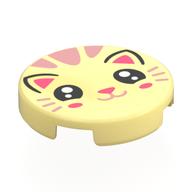Деталь LEGO Tile Round 2 x 2 with Cat Face Print, Ярко-светло-желтый