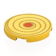Деталь LEGO Tile Round 3 x 3 with Gold Swirl, Reddish Orange Center print, Желтый