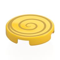 Деталь LEGO Tile Round 2 x 2 with Gold Swirl print, Желтый
