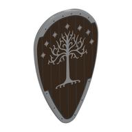 Деталь LEGO Shield Ovoid with Silver Tree, Stars on Dark Brown Wood print, Светлый сине-серый