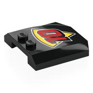 Деталь LEGO Brick Wedged, Curved Triple 4 x 4 x 2/3 with 2 Studs with Red '10' on Yellow Triangle/Pizza Slice print, Черный