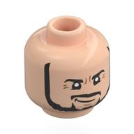Деталь LEGO Minifig Head Ken Block, Black Beard, Moustache, Smirk, Светлый телесный