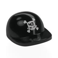 Деталь LEGO Hat / Cap Short Curved Peak with Silver Skull, '43' print, Черный