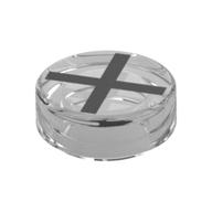 Деталь LEGO Tile Round 1 x 1 with Black 'X' print, Прозрачный бесцветный