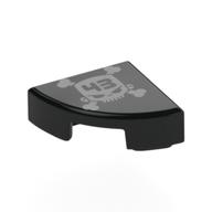 Деталь LEGO Tile Round 1 x 1 Quarter with Silver Skull, '43' print, Черный