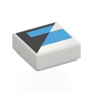 Деталь LEGO Tile 1 x 1 with Dark Azure/Black Shapes print, Белый