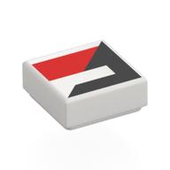 Деталь LEGO Tile 1 x 1 with Red/Black Shapes print, Белый
