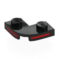 Деталь LEGO Plate Round Corner 2 x 2 with 1 x 1 Cutout with Red Stripes print, Черный