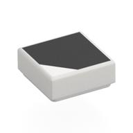 Деталь LEGO Tile 1 x 1 with Black Surface, Triangle Cutout print, Белый