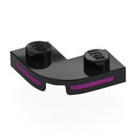 Деталь LEGO Plate Round Corner 2 x 2 with 1 x 1 Cutout with Magenta Stripes print, Черный