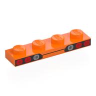 Деталь LEGO Plate 1 x 4 with Red/Silver Taillights on Black Background print, Оранжевый
