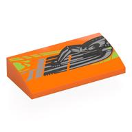 Brick Curved 2 x 4 x 2/3 No Studs, with Bottom Tubes with Droid Arm, Lime Shapes print