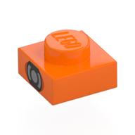 Деталь LEGO Plate 1 x 1 with Black/Silver Circle print, Оранжевый