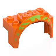 Деталь LEGO Wheel Arch, Mudguard 4 x 2 x 2 1/2 with Lime Splotches print, Оранжевый