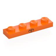 Деталь LEGO Plate 1 x 4 with Black Toyota Logo print, Оранжевый