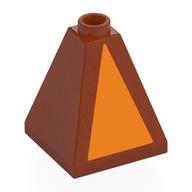 Деталь LEGO Brick Sloped 75° 2 x 2 x 2 Quadruple Convex with Orange Triangle print, Темно-оранжевый