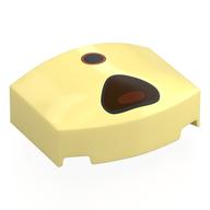 Деталь LEGO Brick Round 3 x 4, Curved Triple, No Studs with Black/Reddish Brown Nose, O-Shaped Mouth print, Ярко-светло-желтый