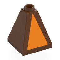 Brick Sloped 75° 2 x 2 x 2 Quadruple Convex with Orange Triangle print