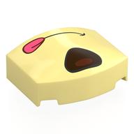 Деталь LEGO Brick Round 3 x 4, Curved Triple, No Studs with Black/Reddish Brown Nose, Mouth with Tongue print, Ярко-светло-желтый