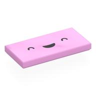 Деталь LEGO Tile 2 x 4 with Smiling Face, Closed Eyes print, Ярко-розовый