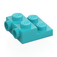 Деталь LEGO Plate Special 2 x 2 x 2/3 with Two Studs On Side and Two Raised - Updated Version, Средне-лазурный