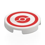Деталь LEGO Tile Round 2 x 2 with Bottom Stud Holder, Red Pokeball Target Print, Белый