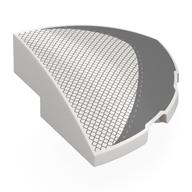 Деталь LEGO Brick Round Corner, Curved 3 x 3 x 1 Quarter Circle with Dark Bluish Grey Mesh, Shape print, Белый