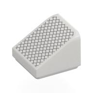 Деталь LEGO Brick Sloped 30° 1 x 1 x 2/3 (Cheese Slope) with Silver Mesh print, Белый