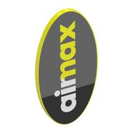 Деталь LEGO Shield Ovoid with Grip with White 'air', Vibrant Yellow 'max' on Dark/Light Bluish Grey Background print, Насыщенный желтый