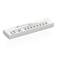 Деталь LEGO Tile 1 x 4 with Black 'Sadairs Spear', Unique Code print print, Белый