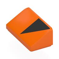 Деталь LEGO Brick Sloped 30° 1 x 2 x 2/3 with Black Triangle print, Оранжевый