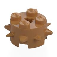 Деталь LEGO DESIGN, BRICK 2X2X1, CIRCLE W/ SPIKES, Средне-темный телесный