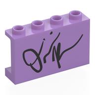Деталь LEGO Panel 1 x 4 x 2 with Black Olivia Rodrigo Autograph print, Средне-лавандовый