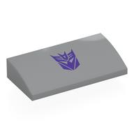 Деталь LEGO Brick Curved 2 x 4 x 2/3 No Studs, with Bottom Tubes with Dark Purple Megatron Symbol print, Светлый сине-серый