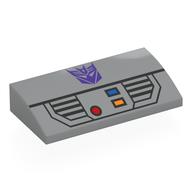 Деталь LEGO Brick Curved 2 x 4 x 2/3 No Studs, with Bottom Tubes with Dark Purple Megatron Symbol, Control Panel print, Светлый сине-серый