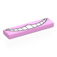 Деталь LEGO Tile 1 x 4 with Mouth, Teeth print, Ярко-розовый