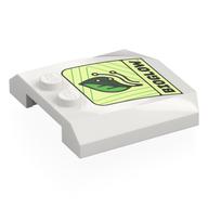 Деталь LEGO Brick Wedged, Curved Triple 4 x 4 x 2/3 with 2 Studs with BIOGLOW Logo print, Белый