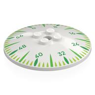 Деталь LEGO Dish 6 x 6 Inverted (Radar) with Solid Studs with Clock-like Face, Green/Bright Green, Lime Markings, Green 0, 8, 16, 24, 32, 40, 48, 56 print, Белый