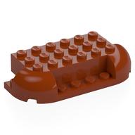 Деталь LEGO Brick Curved 4 x 8 with Rounded Ends, 1 x 4 Cutout in Front, Two 1 x 2 Cutouts in Back, Темно-оранжевый