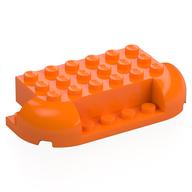 Деталь LEGO Brick Curved 4 x 8 with Rounded Ends, 1 x 4 Cutout in Front, Two 1 x 2 Cutouts in Back, Оранжевый